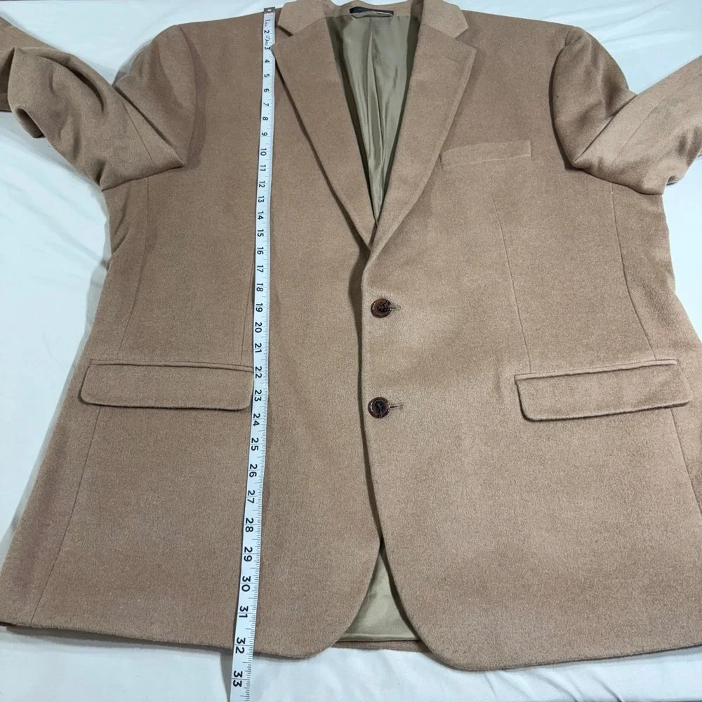 Lauren Ralph Lauren Blazer Mens 48L Tan Wool Silk Cashmere Sport Coat Luxury